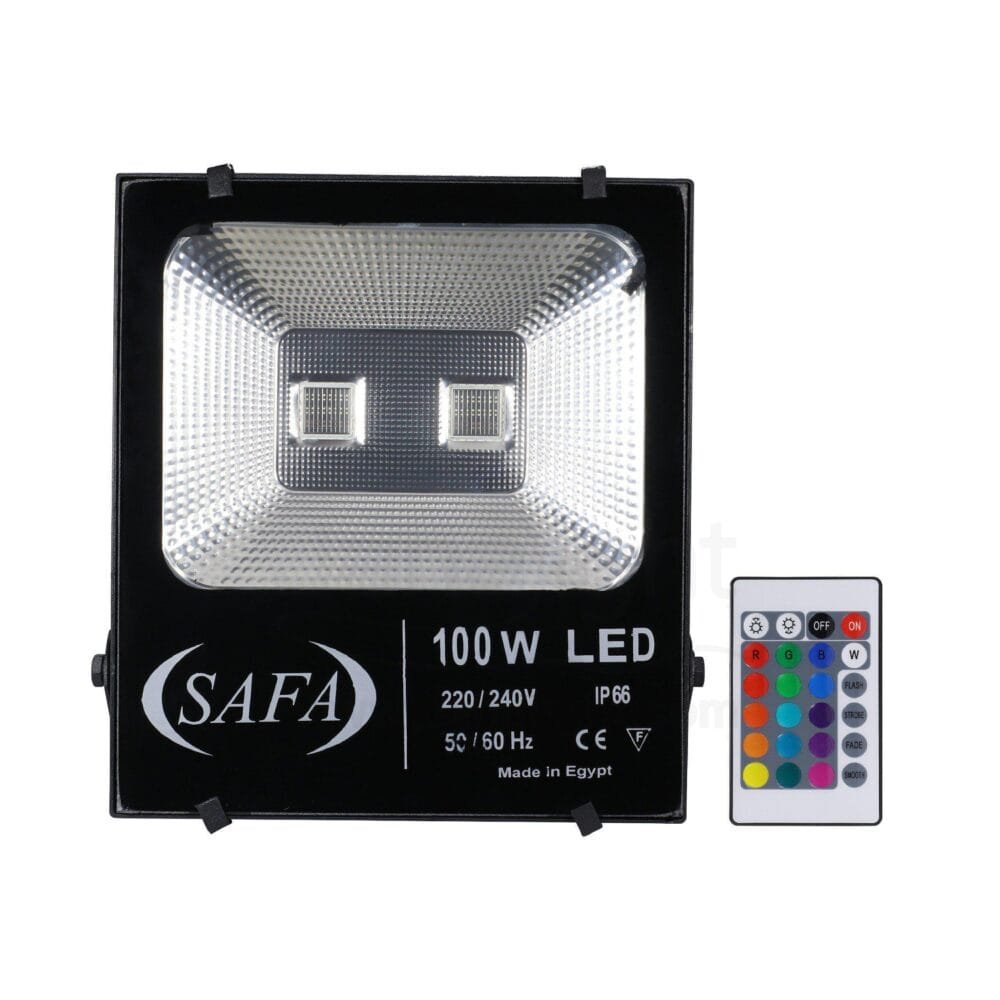 كشاف فلود لايت خارجي 100 وات SMD الوان RGB Outside RGB Colors 100 Watt Flood light